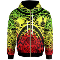 Polynesian Zip up Hoodie Guam Flag, Seal with Maui Moana Tattoo Unisex Reggae - Polynesian Pride