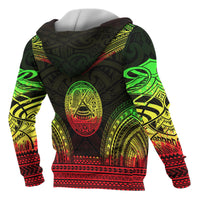 American Samoa Polynesian Chief Custom Zip up Hoodie Reggae Version - Polynesian Pride