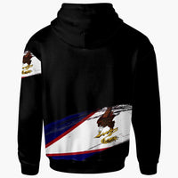 American Samoa Custom Zip Hoodie Claws Pattern With Flag Black Color - Polynesian Pride