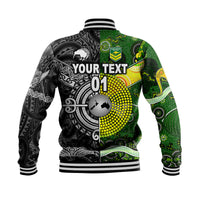 (Custom Personalised) New Zealand Maori All Black And Australia Kangaroos Aboriginal Baseball Jacket Rugby Together LT8 - Polynesian Pride