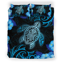 Hawaii Bedding Set - Hawaii Turtle Hibiscus Blue - Polynesian Pride
