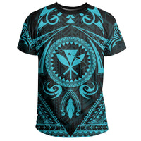 Hawaii Map Kanaka Turtle Polynesian T Shirt Circle Style Blue - Polynesian Pride