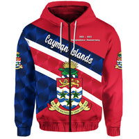 Cayman Islands Zip Hoodie Coat of Arms Independence Anniversary Sporty Style LT8 Unisex Red - Polynesian Pride