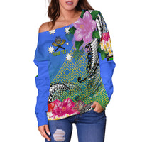 (Custom Personalised) South Sea Islanders Kanakas Hibiscus Polynesia Women Off Shoulder Sweater - LT2 - Polynesian Pride