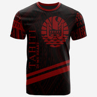 Tahiti T Shirt In My Heart Style Red Polynesian Patterns Unisex Black - Polynesian Pride