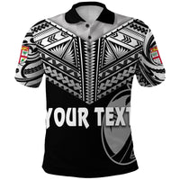 Custom Fiji Rugby Polo Shirt Coconut Sporty Vibes Full Black Unisex Black - Polynesian Pride