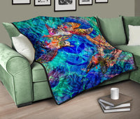 Hawaii Polynesian Premium Quilt - Kanaka Maoli Sea Turtle Coral Treasure - Polynesian Pride