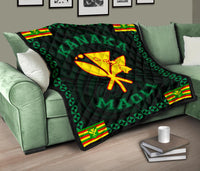 Kanaka Maoli Flag Polynesian Premium Quilt Green - Love Style - Polynesian Pride