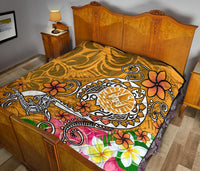Tahiti Premium Quilt - Turtle Plumeria (Gold) - Polynesian Pride