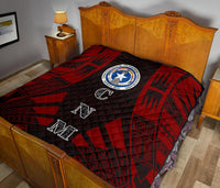 Northern Mariana Islands Premium Quilt - Northern Mariana Islands Seal Polynesian Red Tattoo - Polynesian Pride
