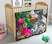 Pohnpei Premium Quilt White - Turtle Plumeria Banana Leaf - Polynesian Pride