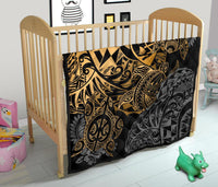 Guam Polynesian Premium Quilt - Gold Turtle Flowing - Polynesian Pride