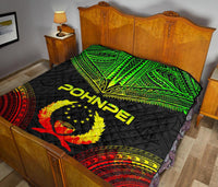 Pohnpei Premium Quilt - Pohnpie Flag Polynesian Chief Reggae Version - Polynesian Pride