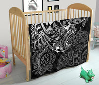 Guam Polynesian Premium Quilt - White Turtle Flowing - Polynesian Pride