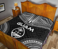 Guam Premium Quilt - Guam Coat Of Arms Polynesian Chief Black Version - Polynesian Pride