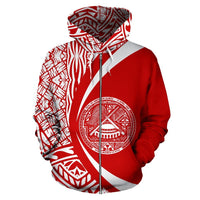 American Samoa Polynesian Zip up Hoodie Circle Style 01 Unisex Art - Polynesian Pride