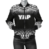 Yap Women's Bomber Jacket - Fog Black Style Black - Polynesian Pride