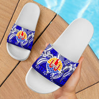 Tahiti Sandals - Tribal Jungle Pattern Blue - Polynesian Pride