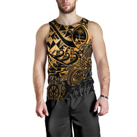 Guam Polynesian Tank Top (Men) - Gold Turtle Flowing - Polynesian Pride
