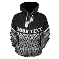 Guam Polynesian Custom Zip up Hoodie Black Pride Map and Seal - Polynesian Pride