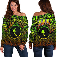 Polynesian Chuuk Women's Off Shoulder Sweater - Reggae Vintage Polynesian Patterns Art - Polynesian Pride