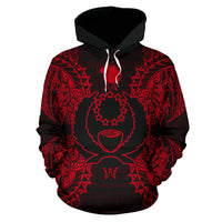 Pohnpei Polynesian ll Over Hoodie Map Red - Polynesian Pride