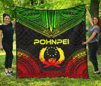 Pohnpei Premium Quilt - Pohnpie Flag Polynesian Chief Reggae Version - Polynesian Pride