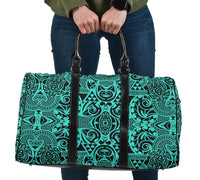 Polynesian Kakau Turtle Turquoise Hawaii Travel Bag Travel Bag One size Turquoise - Polynesian Pride