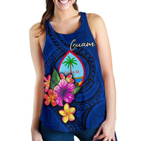 Guam Polynesian Women's Racerback Tank - Floral With Seal Blue - Polynesian Pride