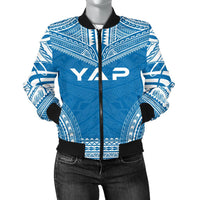 Yap Flag Polynesian Chief Women'S Bomber Jacket Blue - Polynesian Pride