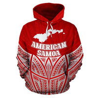 American Samoa Polynesian Hoodie Red Pride Map nd Seal - Polynesian Pride