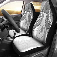 Yap Polynesian Car Seat Covers Pride Seal And Hibiscus White Universal Fit White - Polynesian Pride