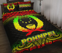 Pohnpei Quilt Bed Set - Pohnpei Flag Fog Style Reggae Version - Polynesian Pride
