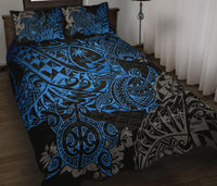 Guam Polynesian Quilt Bed Set - Blue Turtle Flowing Blue - Polynesian Pride