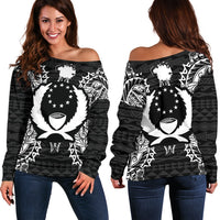 Pohnpei Polynesian Shoulder Sweater Map Black Black - Polynesian Pride