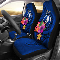 Yap Micronesia Car Seat Covers - Floral With Seal Blue Universal Fit Blue - Polynesian Pride