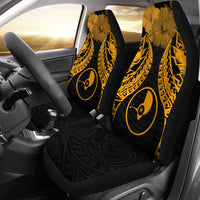 Yap Polynesian Car Seat Covers Pride Seal And Hibiscus Gold Universal Fit Gold - Polynesian Pride