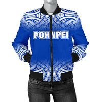 Pohnpei Women's Bomber Jacket - Fog Blue Style Blue - Polynesian Pride