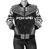 Pohnpei Polynesian Chief Women'S Bomber Jacket - Black Version Black - Polynesian Pride