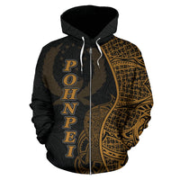 Pohnpei Polynesian Zip up Hoodie Coconut Tree Gold - Polynesian Pride