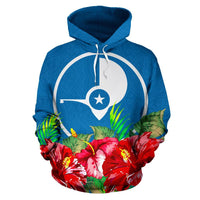 Yap Polynesian Hoodie Flag Hibiscus - Polynesian Pride