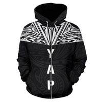 Yap All Over Zip up Hoodie Neck Style - Polynesian Pride
