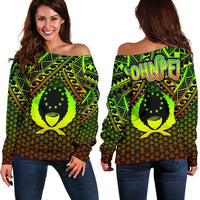 Polynesian Pohnpei Off Shoulder Sweater - Reggae Vintage Polynesian Patterns - Polynesian Pride