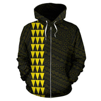 Polynesian Kakau Kanaka Maoli Map of Hawaii Custom Zip Hoodie Yellow - Polynesian Pride