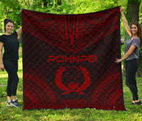 Pohnpei Premium Quilt - Pohnpie Flag Polynesian Chief Red Version Red - Polynesian Pride