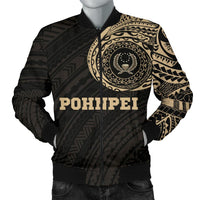 Pohnpei Micronesia Tattoo Men's Bomber Jacket Black - Polynesian Pride