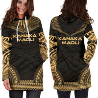 Kanaka Maoli Women's Hoodie Dress - Polynesian Gold Chief - Polynesian Pride