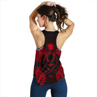 Pohnpei Polynesian Women Tank Top Map Red - Polynesian Pride