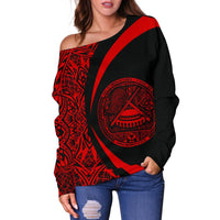 American Samoa Women's Off Shoulder Sweater - Circle Style 07 - Polynesian Pride