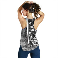 Pohnpei Micronesia Women's Racerback Tank White - Turtle With Hook - Polynesian Pride